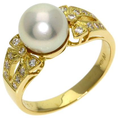 Ponte Vecchio Pearl Pearl Diamond Ring K18 Yellow Gold Ladies [Used]
