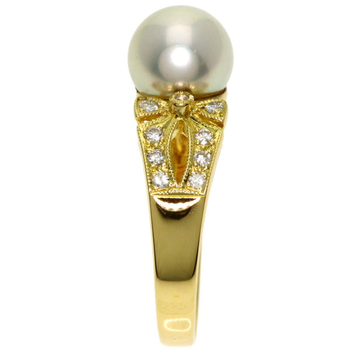Ponte Vecchio Pearl Pearl Diamond Ring K18 Yellow Gold Ladies [Used]