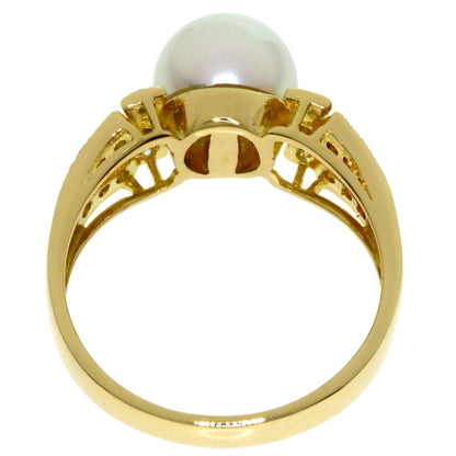 Ponte Vecchio Pearl Pearl Diamond Ring K18 Yellow Gold Ladies [Used]