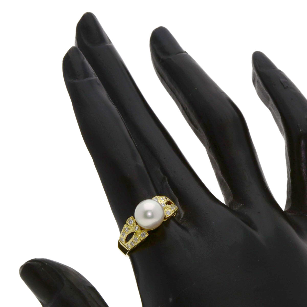 Ponte Vecchio Pearl Pearl Diamond Ring K18 Yellow Gold Ladies [Used]