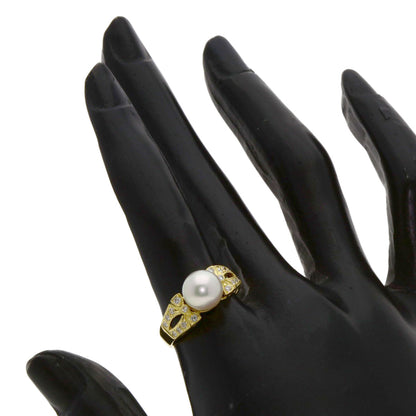 Ponte Vecchio Pearl Pearl Diamond Ring K18 Yellow Gold Ladies [Used]
