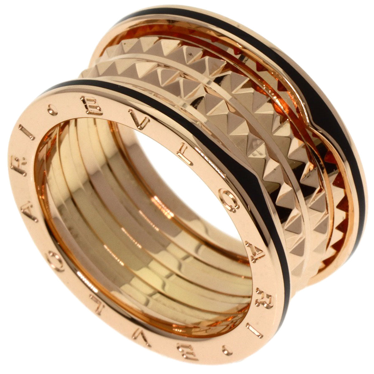 BVLGARI B.zero1 Rock Black Ceramic #62 Ring K18 Pink Gold unisex [Used]
