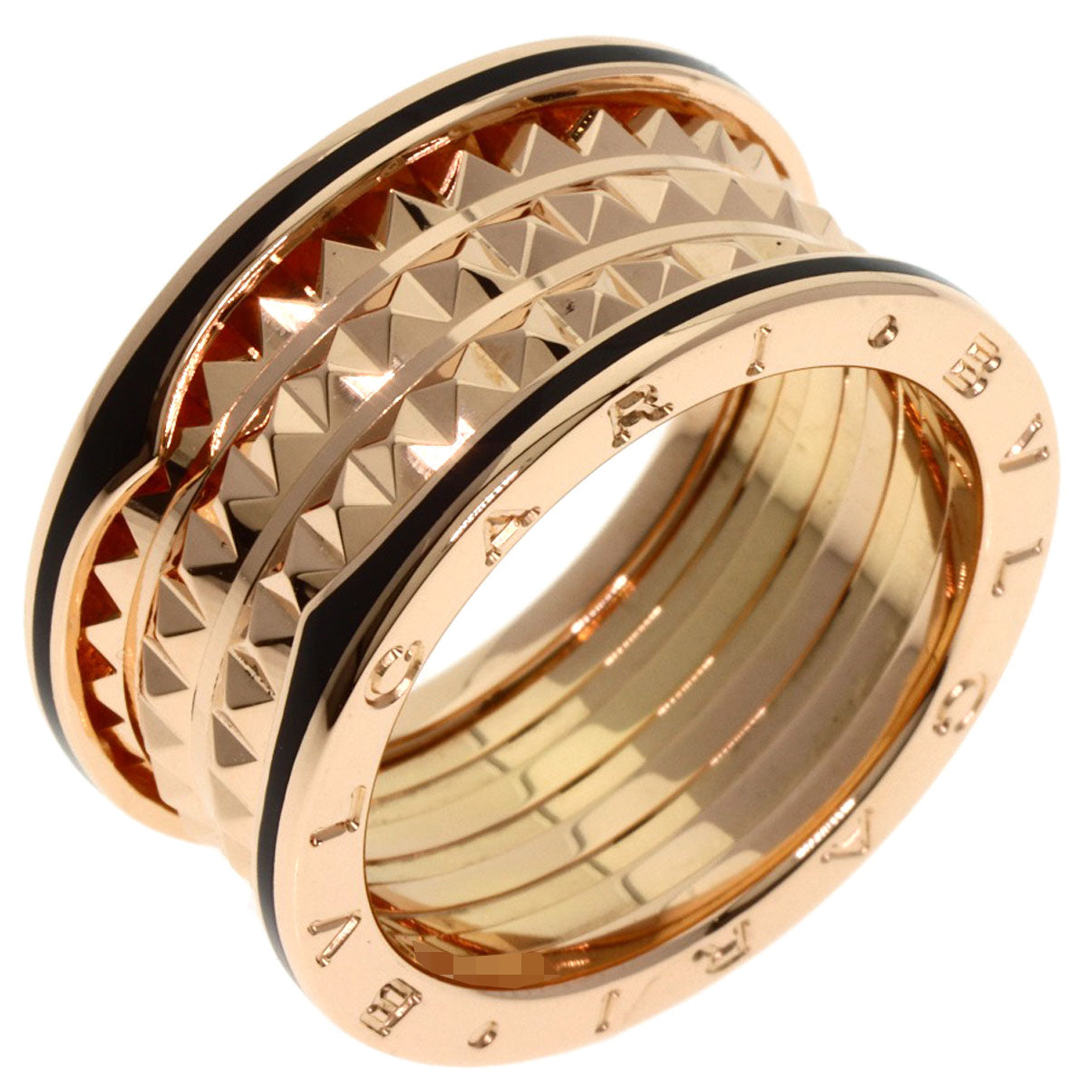 BVLGARI B.zero1 Rock Black Ceramic #62 Ring K18 Pink Gold unisex [Used]
