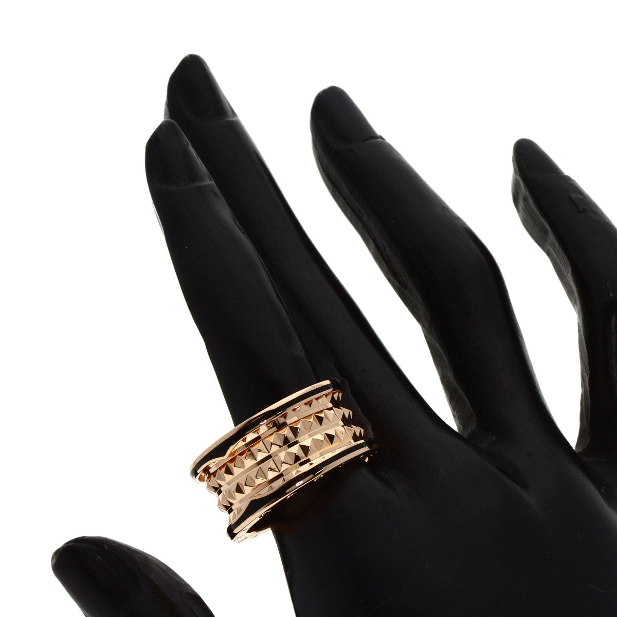 BVLGARI B.zero1 Rock Black Ceramic #62 Ring K18 Pink Gold unisex [Used]