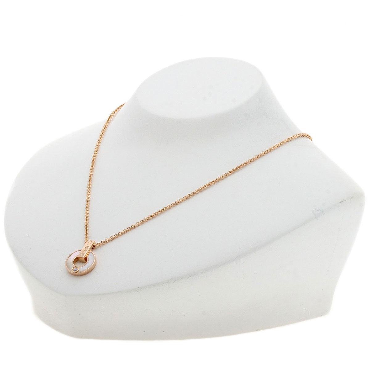 BVLGARI BVLGARI BVLGARI Openwork Diamond Shell Necklace K18 Pink Gold Ladies [Used]