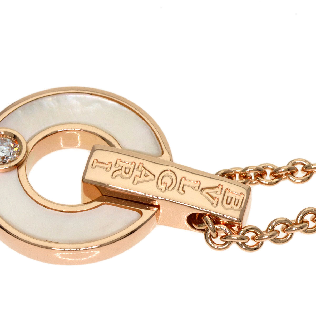 BVLGARI BVLGARI BVLGARI Openwork Diamond Shell Necklace K18 Pink Gold Ladies [Used]