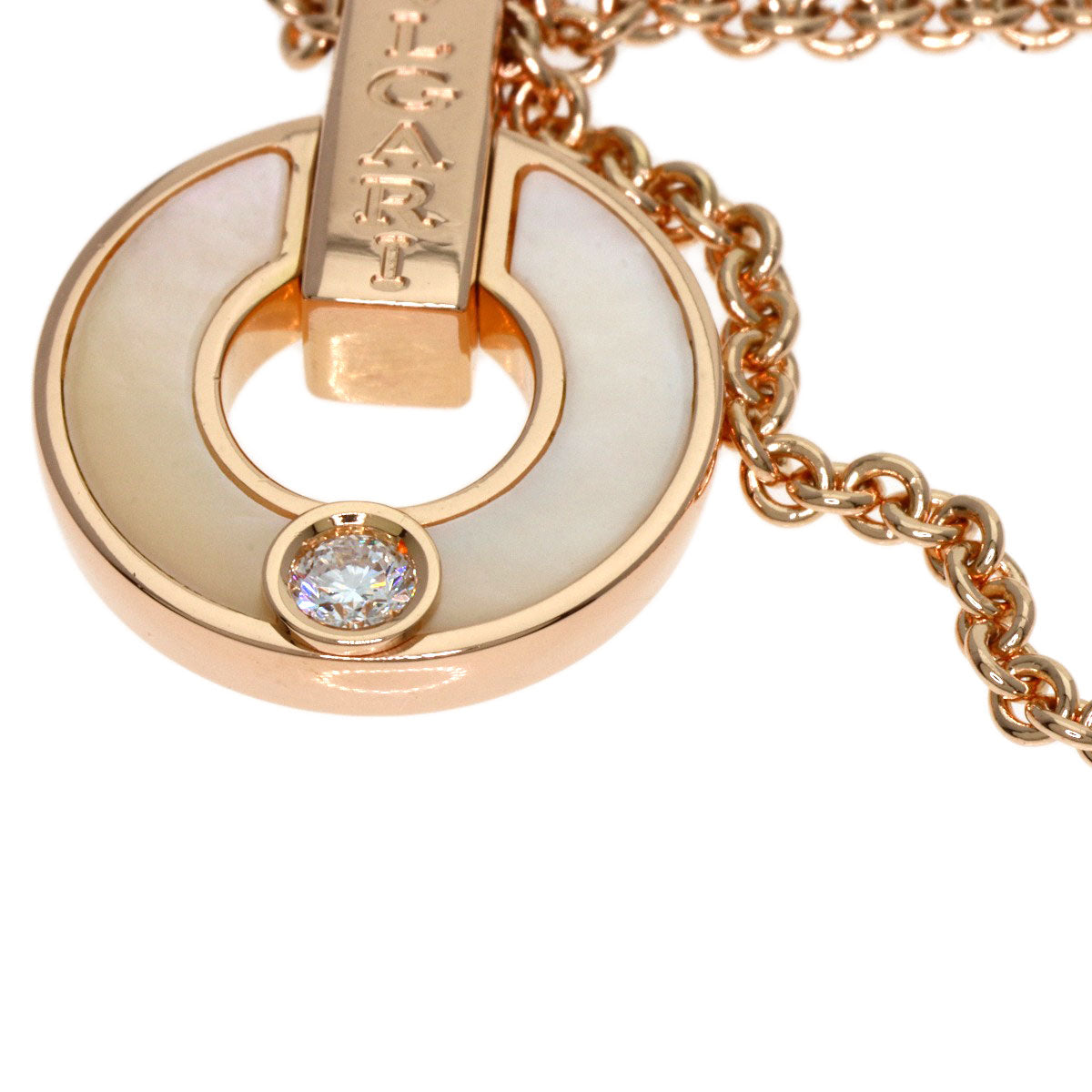 BVLGARI BVLGARI BVLGARI Openwork Diamond Shell Necklace K18 Pink Gold Ladies [Used]
