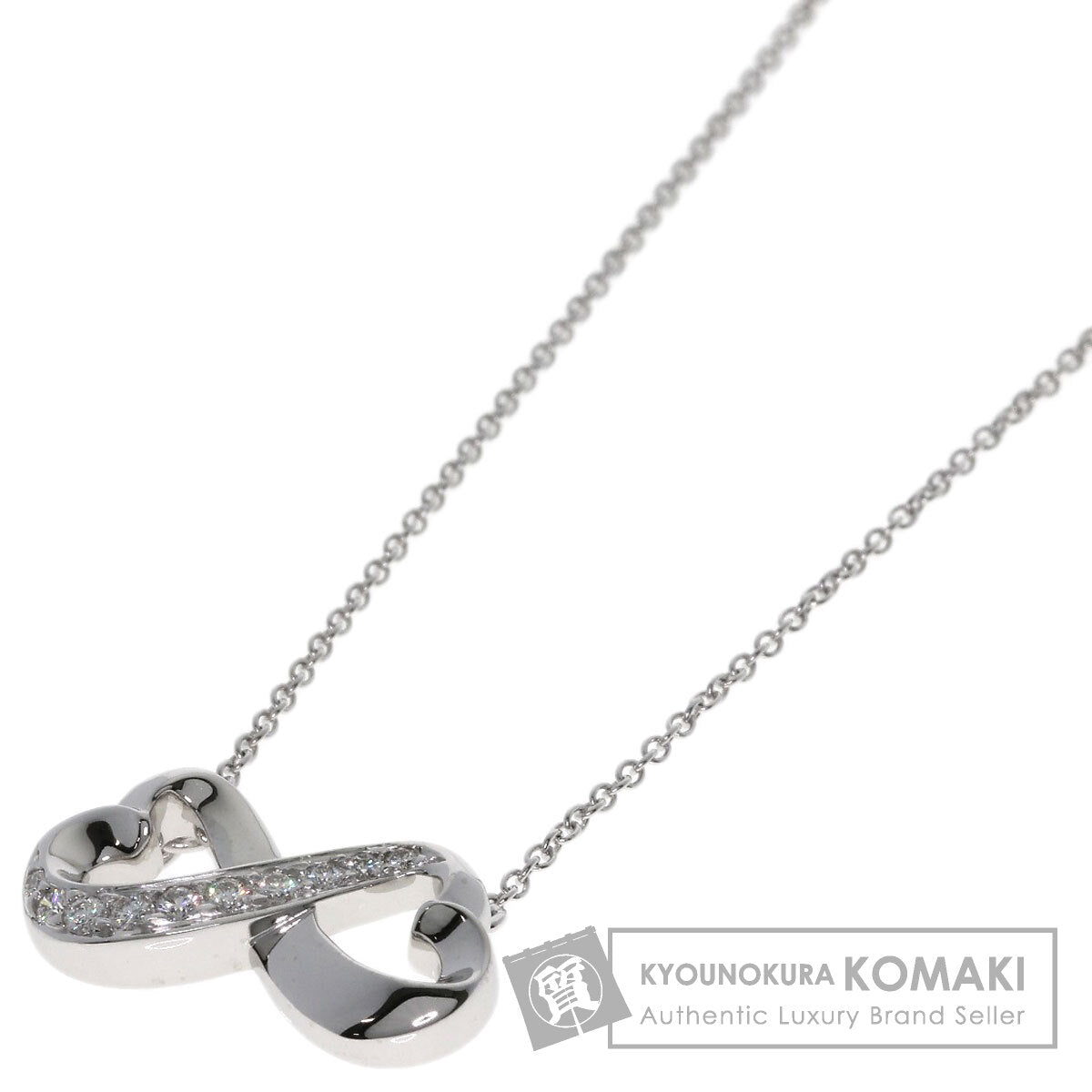 TIFFANY&Co. Double Loving Heart Diamond Necklace K18 White Gold Ladies [Used]