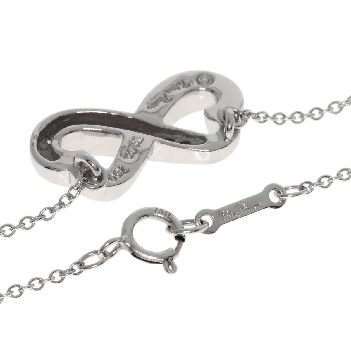TIFFANY&Co. Double Loving Heart Diamond Necklace K18 White Gold Ladies [Used]