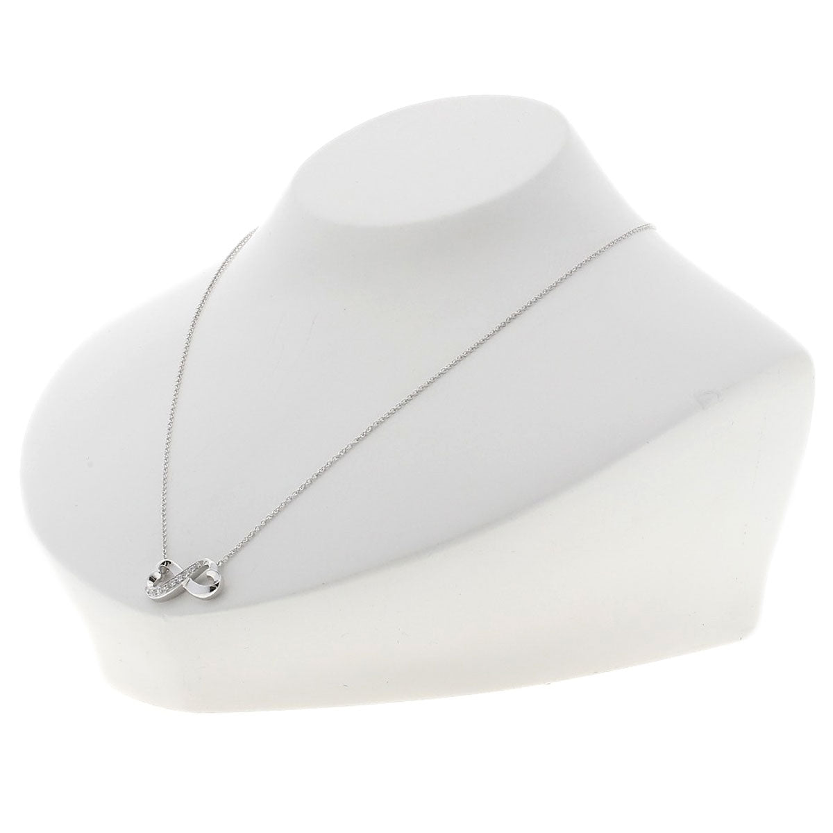 TIFFANY&Co. Double Loving Heart Diamond Necklace K18 White Gold Ladies [Used]