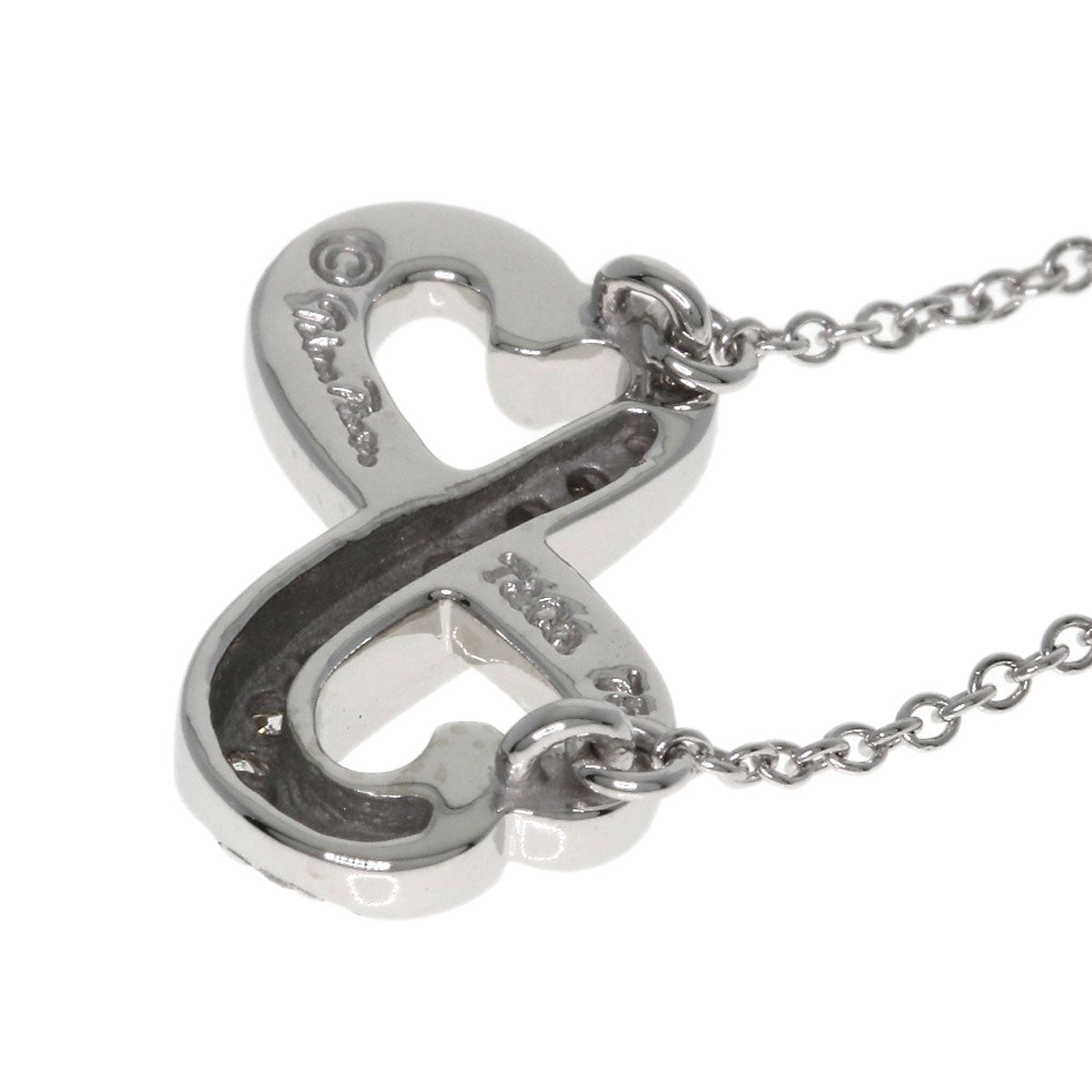 TIFFANY&Co. Double Loving Heart Diamond Necklace K18 White Gold Ladies [Used]