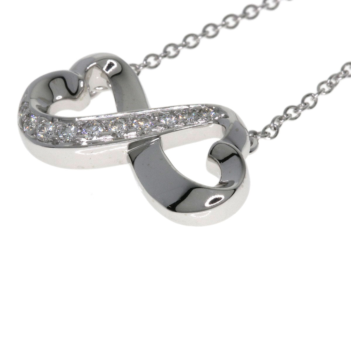TIFFANY&Co. Double Loving Heart Diamond Necklace K18 White Gold Ladies [Used]