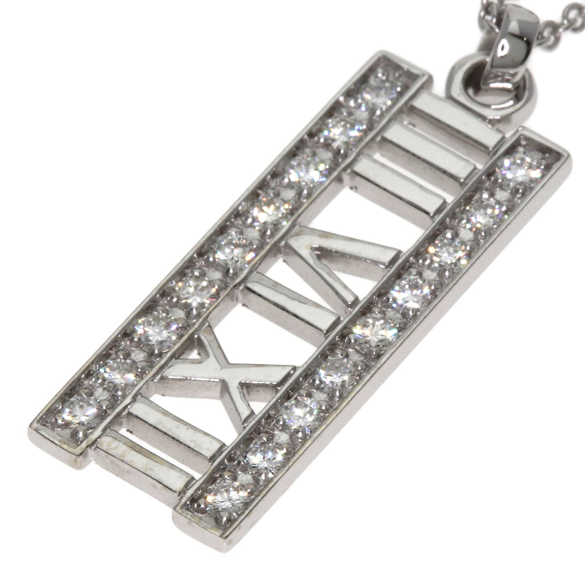 TIFFANY&Co. Atlas bar Diamond Necklace K18 White Gold Ladies [Used]