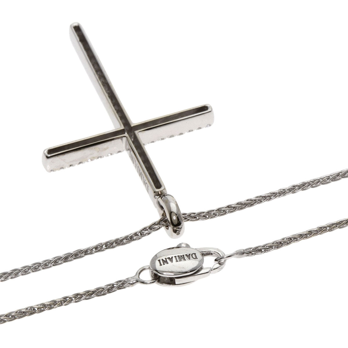 Damiani Mystery Cross Diamond Necklace K18 White Gold Ladies [Used]