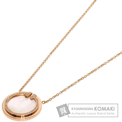 TIFFANY&Co. T TWO Circle Shell Diamond Necklace K18 Pink Gold Ladies [Used]