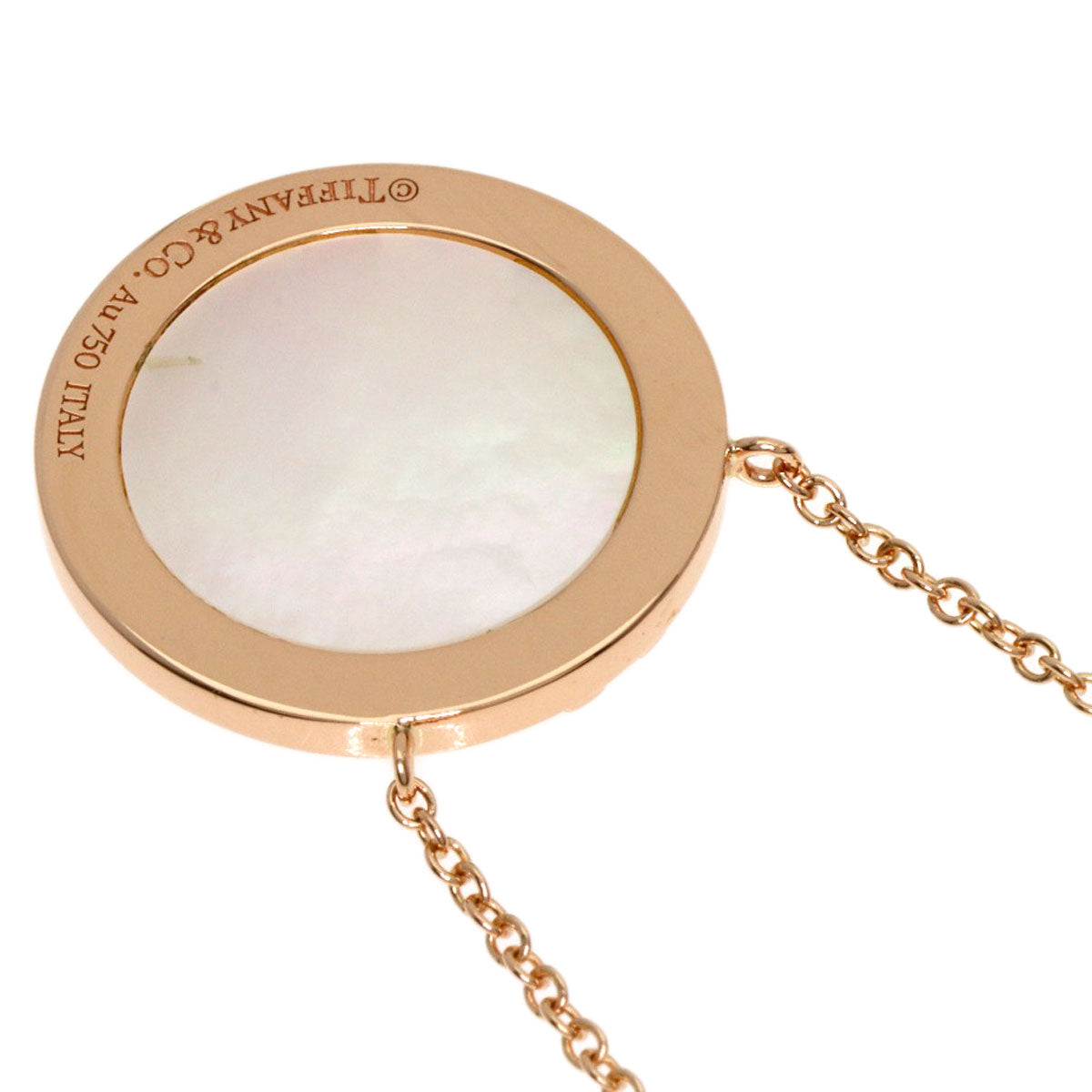 TIFFANY&Co. T TWO Circle Shell Diamond Necklace K18 Pink Gold Ladies [Used]