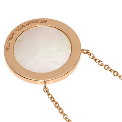 TIFFANY&Co. T TWO Circle Shell Diamond Necklace K18 Pink Gold Ladies [Used]