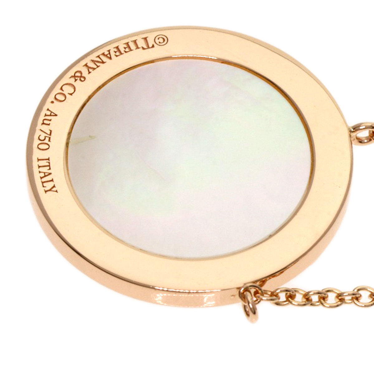 TIFFANY&Co. T TWO Circle Shell Diamond Necklace K18 Pink Gold Ladies [Used]