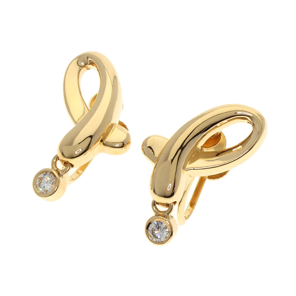 TASAKI 1P Diamond Earring K18 Yellow Gold Ladies [Used]