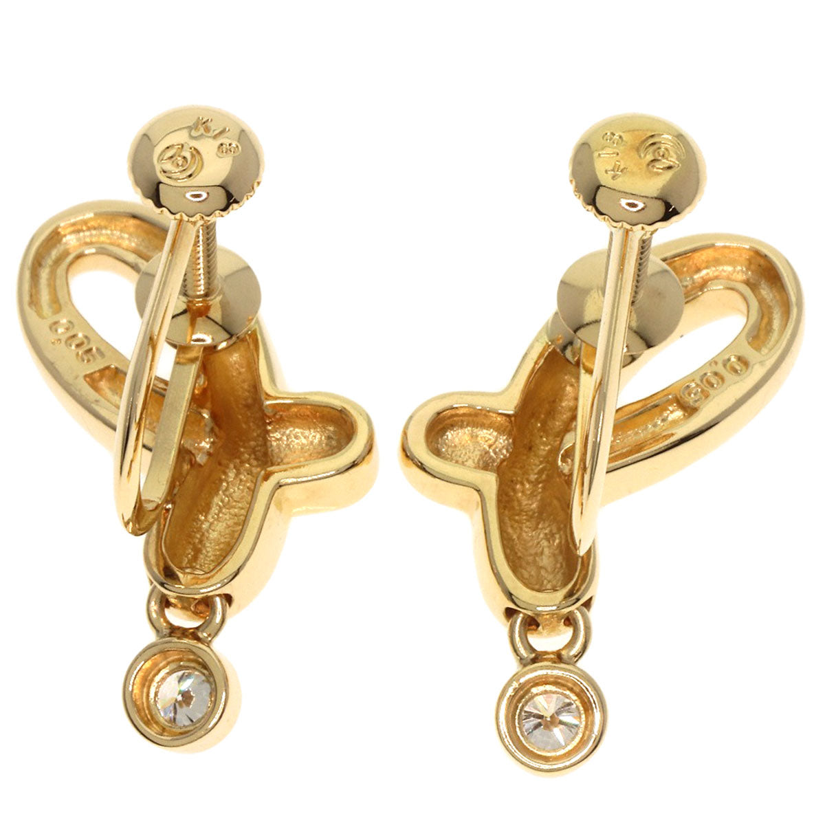 TASAKI 1P Diamond Earring K18 Yellow Gold Ladies [Used]