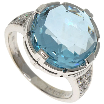 BVLGARI Parentesi Cocktail Blue Topaz Diamond Ring K18 White Gold Ladies [Used]