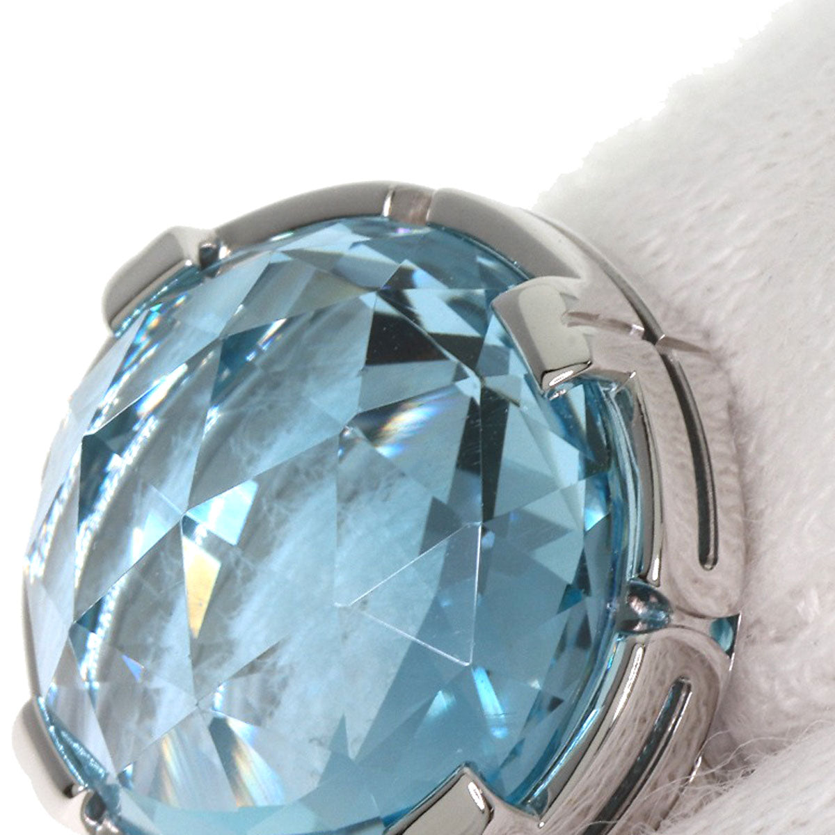 BVLGARI Parentesi Cocktail Blue Topaz Diamond Ring K18 White Gold Ladies [Used]