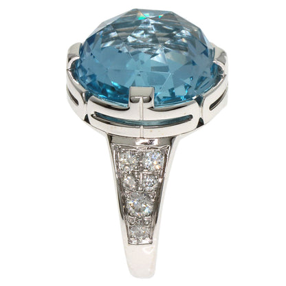 BVLGARI Parentesi Cocktail Blue Topaz Diamond Ring K18 White Gold Ladies [Used]
