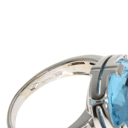 BVLGARI Parentesi Cocktail Blue Topaz Diamond Ring K18 White Gold Ladies [Used]