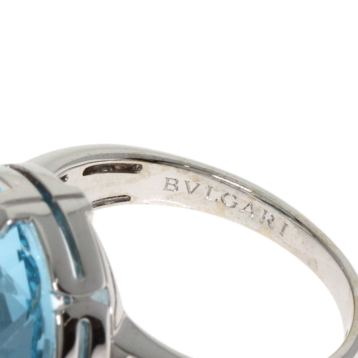 BVLGARI Parentesi Cocktail Blue Topaz Diamond Ring K18 White Gold Ladies [Used]
