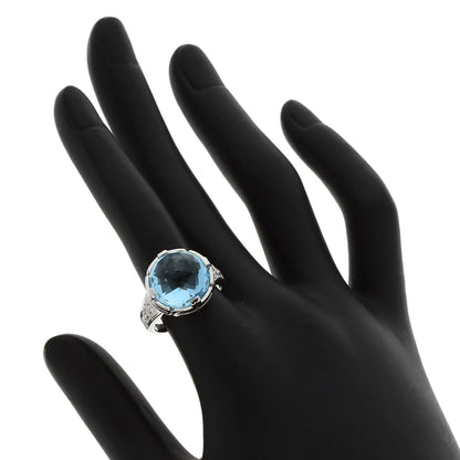 BVLGARI Parentesi Cocktail Blue Topaz Diamond Ring K18 White Gold Ladies [Used]