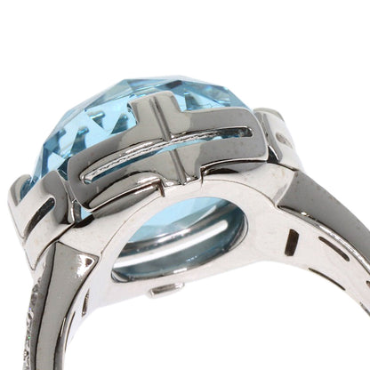 BVLGARI Parentesi Cocktail Blue Topaz Diamond Ring K18 White Gold Ladies [Used]