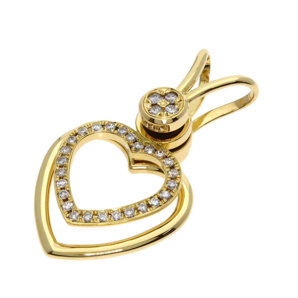 WALTHAM Swing Heart Diamond Pendant top K18 Yellow Gold Ladies [Used]