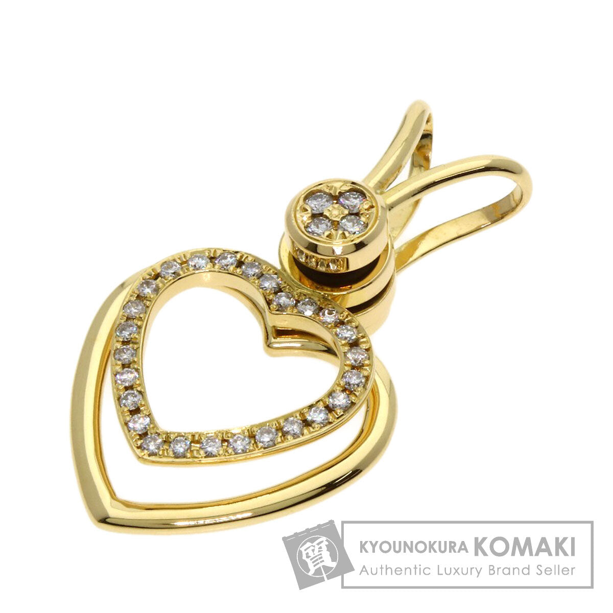 WALTHAM Swing Heart Diamond Pendant top K18 Yellow Gold Ladies [Used]
