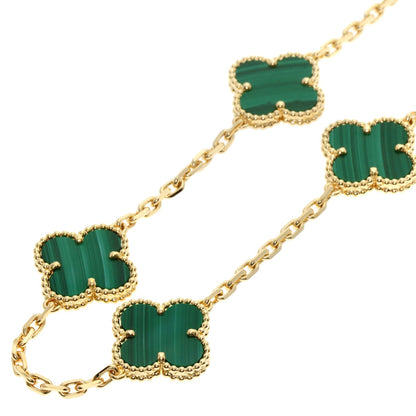 Van Cleef & Arpels Vintage Alhambra 10P Malachite Necklace K18 Yellow Gold Ladies [Used]
