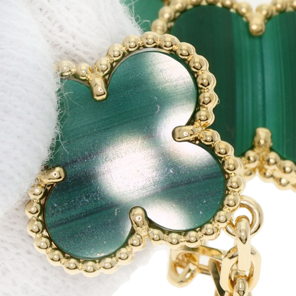 Van Cleef & Arpels Vintage Alhambra 10P Malachite Necklace K18 Yellow Gold Ladies [Used]