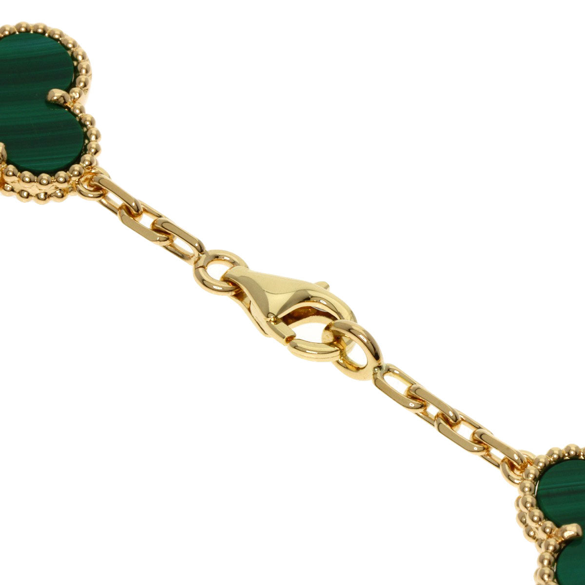 Van Cleef & Arpels Vintage Alhambra 10P Malachite Necklace K18 Yellow Gold Ladies [Used]