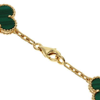 Van Cleef & Arpels Vintage Alhambra 10P Malachite Necklace K18 Yellow Gold Ladies [Used]
