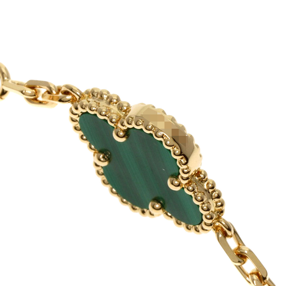 Van Cleef & Arpels Vintage Alhambra 10P Malachite Necklace K18 Yellow Gold Ladies [Used]