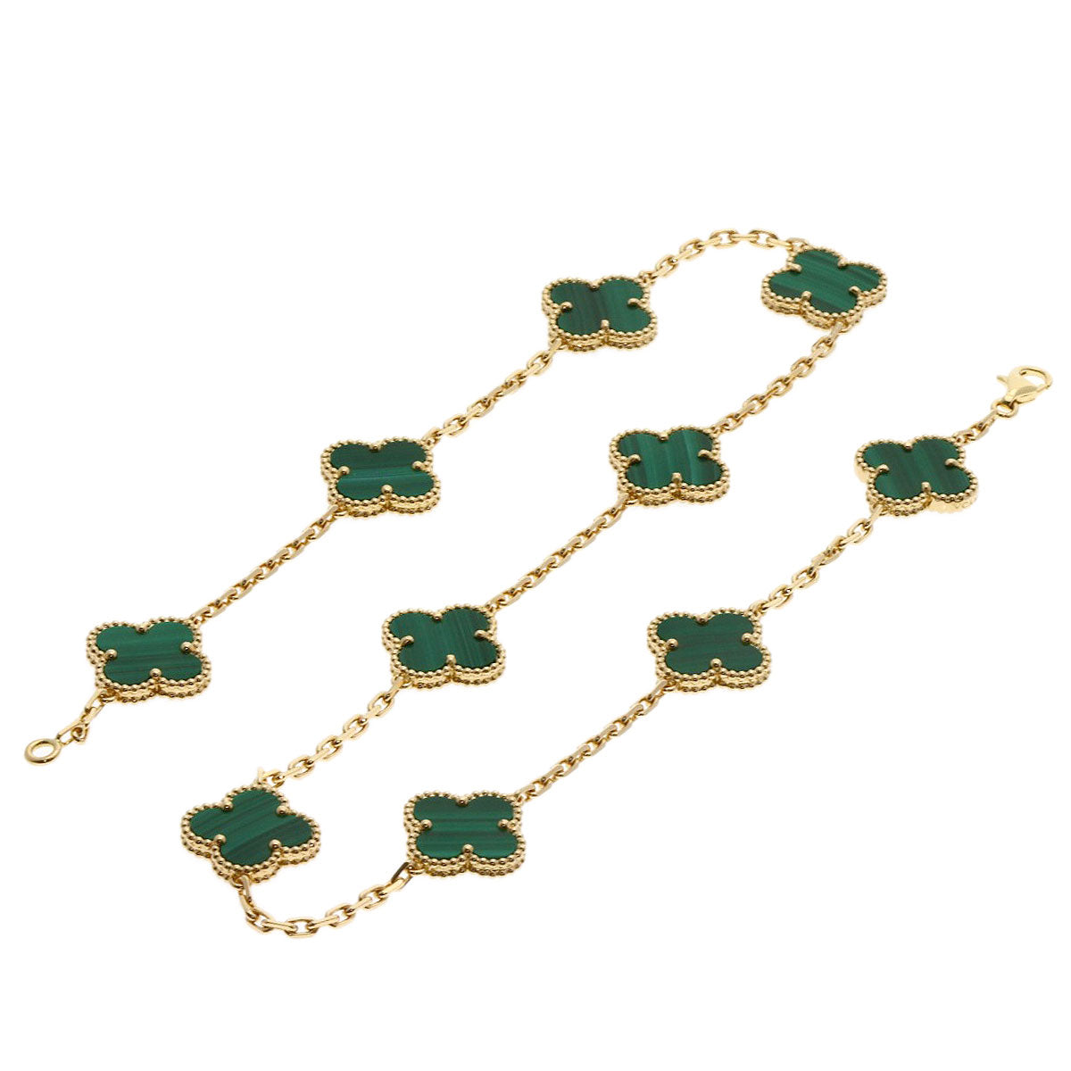 Van Cleef & Arpels Vintage Alhambra 10P Malachite Necklace K18 Yellow Gold Ladies [Used]