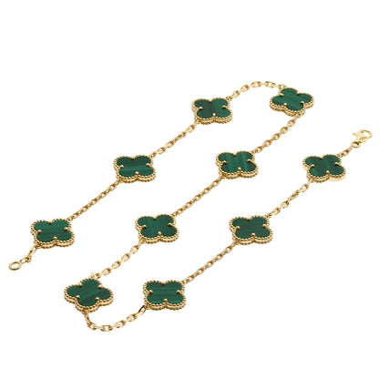 Van Cleef & Arpels Vintage Alhambra 10P Malachite Necklace K18 Yellow Gold Ladies [Used]