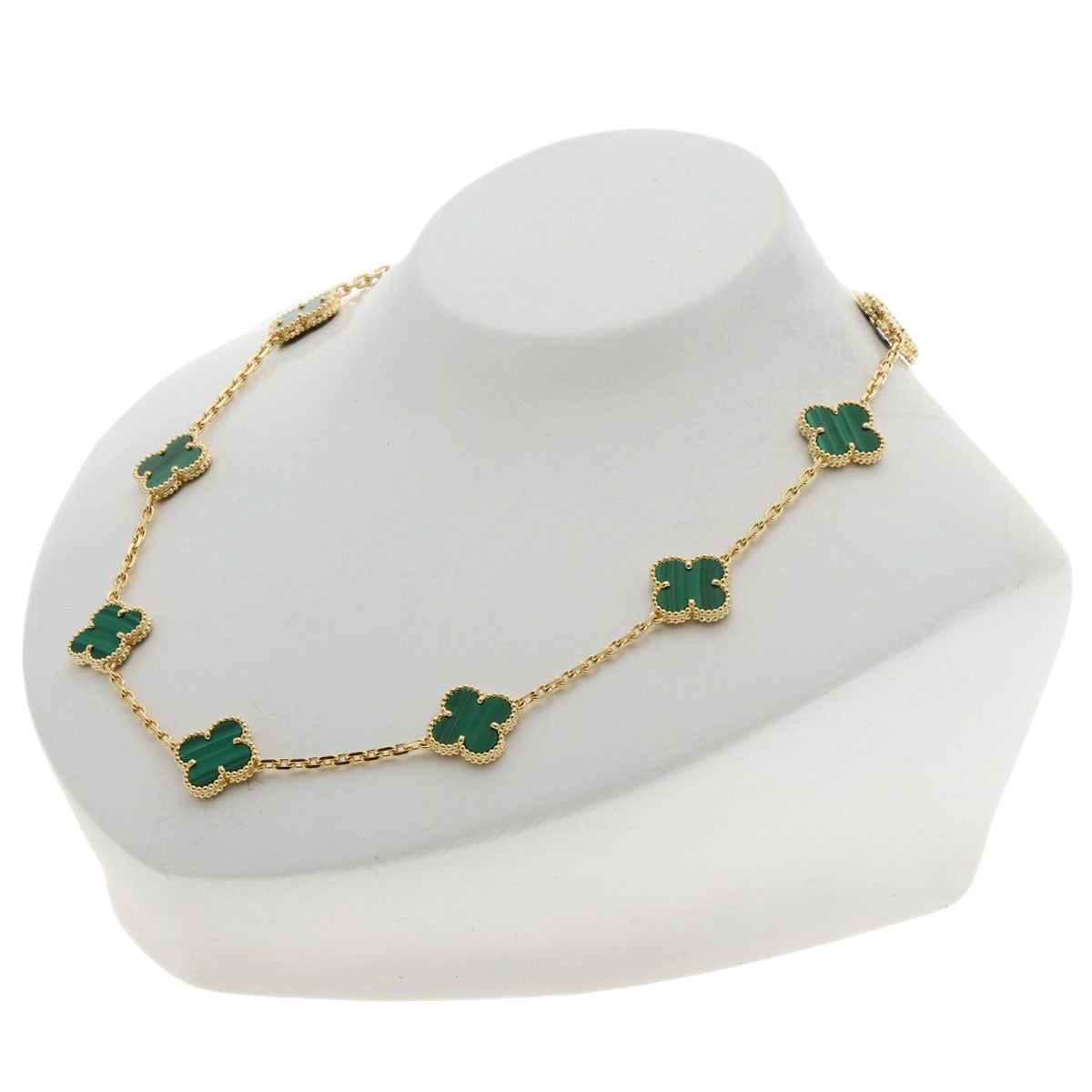 Van Cleef & Arpels Vintage Alhambra 10P Malachite Necklace K18 Yellow Gold Ladies [Used]
