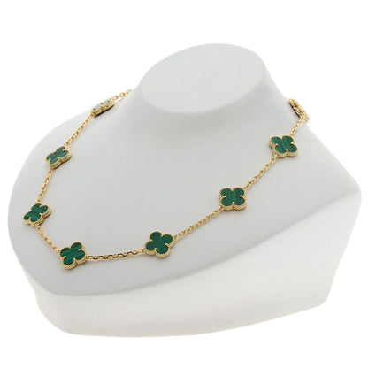 Van Cleef & Arpels Vintage Alhambra 10P Malachite Necklace K18 Yellow Gold Ladies [Used]