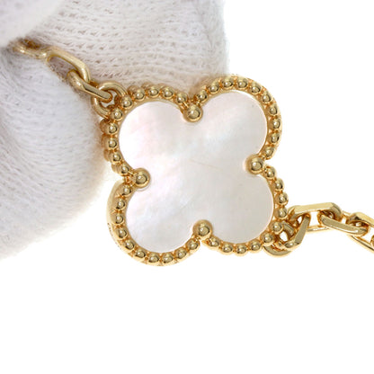 Van Cleef & Arpels Vintage Alhambra 5P White Shell Bracelet K18 Yellow Gold Ladies [Used]