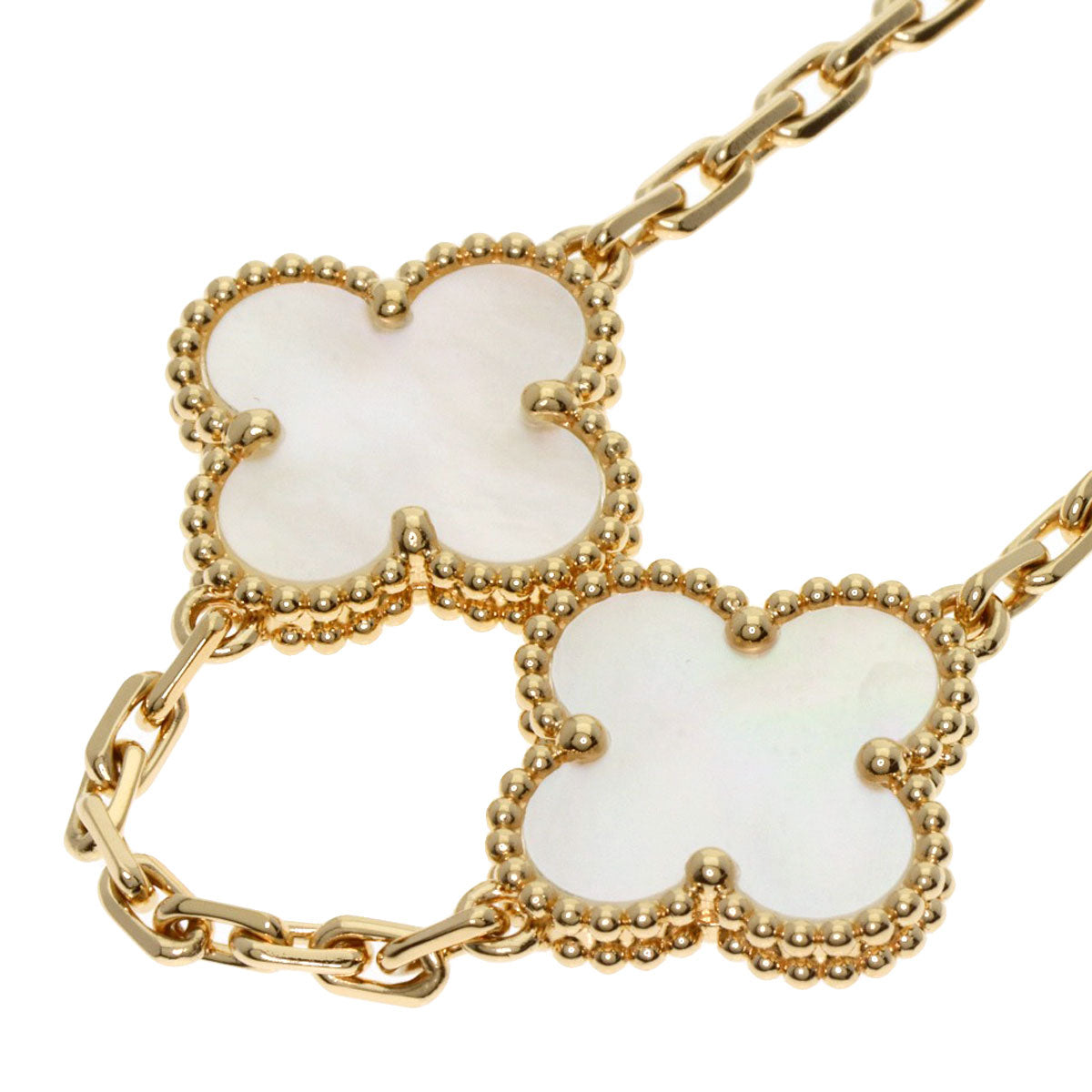 Van Cleef & Arpels Vintage Alhambra 5P White Shell Bracelet K18 Yellow Gold Ladies [Used]