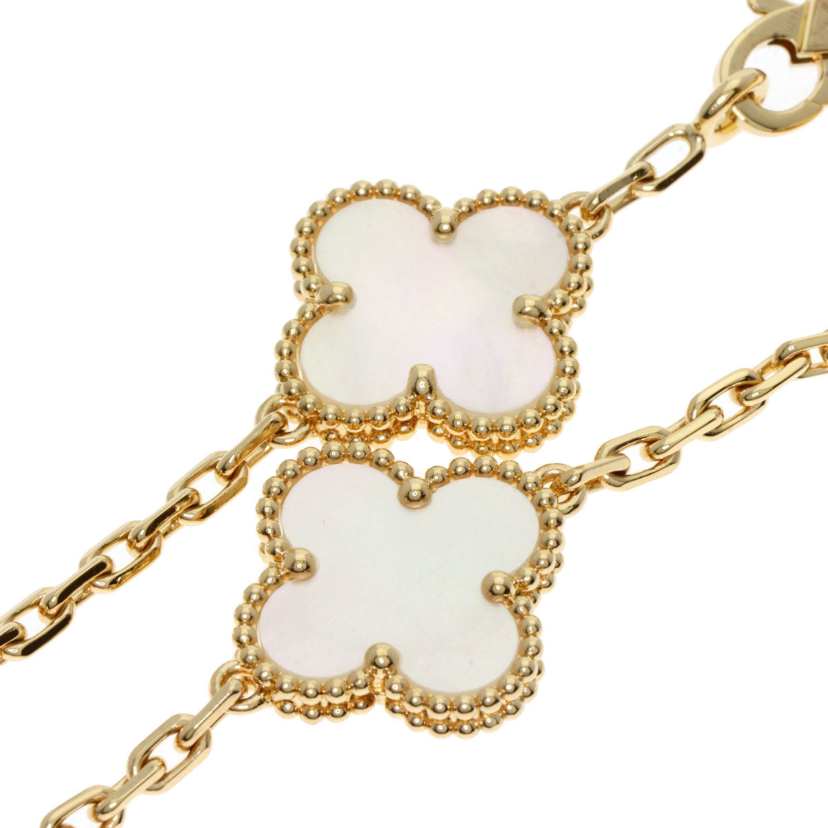 Van Cleef & Arpels Vintage Alhambra 5P White Shell Bracelet K18 Yellow Gold Ladies [Used]