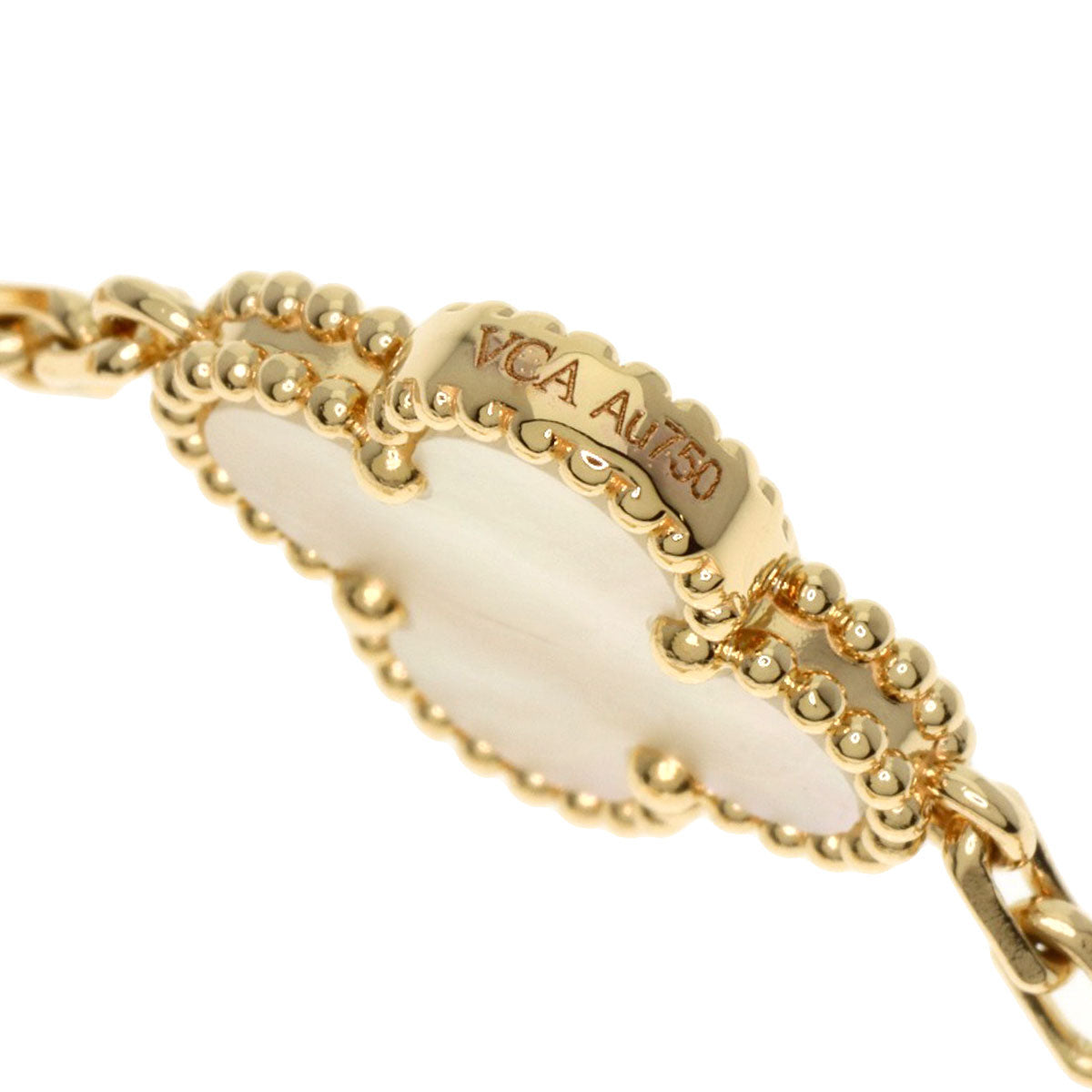 Van Cleef & Arpels Vintage Alhambra 5P White Shell Bracelet K18 Yellow Gold Ladies [Used]