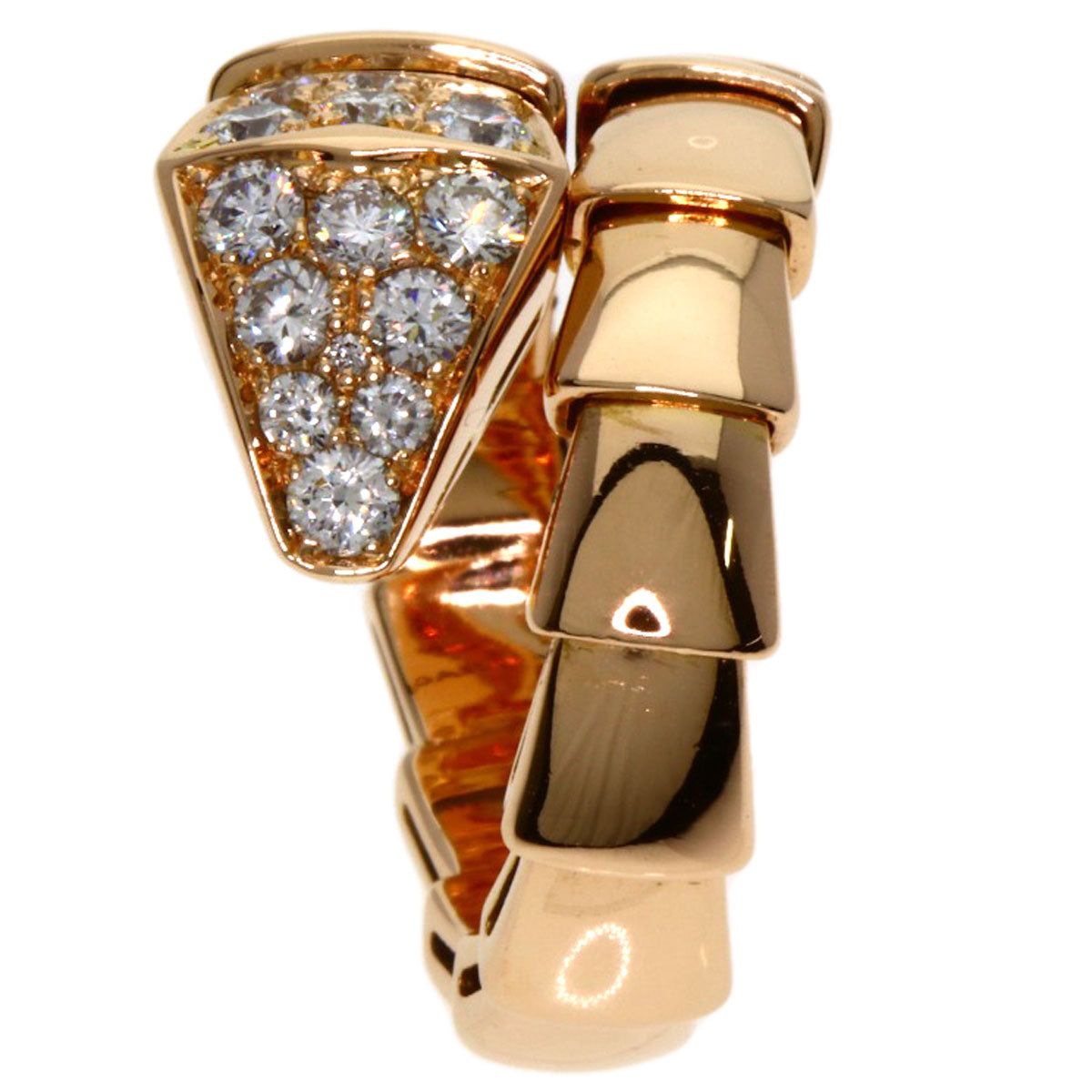 BVLGARI Serpenti Viper Diamond M Ring K18 Pink Gold Ladies [Used]