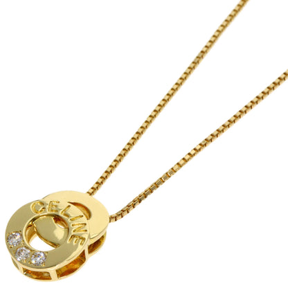 CELINE Logo Circle Diamond Necklace K18 Yellow Gold Ladies [Used]