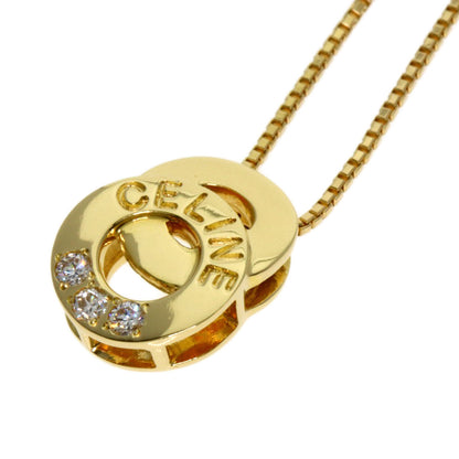 CELINE Logo Circle Diamond Necklace K18 Yellow Gold Ladies [Used]