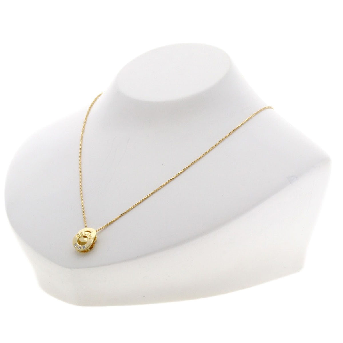 CELINE Logo Circle Diamond Necklace K18 Yellow Gold Ladies [Used]
